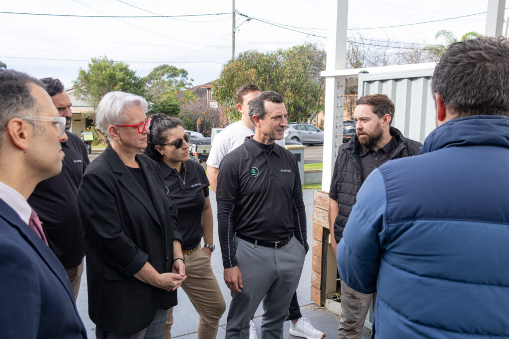 The AG Solar team celebrates the first NSW home energy saver solar and battery installation.